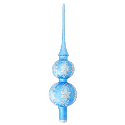 Bellatio Decorations Kerstboompiek - 30 cm - ijsbloem - blauw