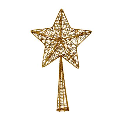 Cosy & Trendy Kerstboompiek - glitter - ster - koperkleurig - 28 cm