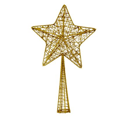 Cosy & Trendy Kerstboompiek - glitter - ster - goudkleurig - 28 cm