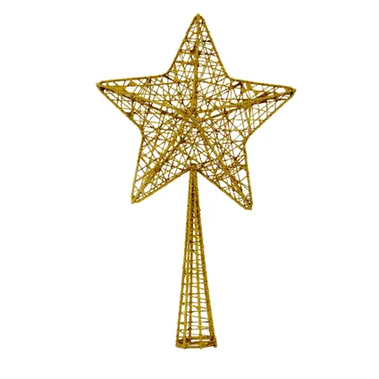 Cosy & Trendy Kerstboompiek - glitter - ster - goudkleurig - 28 cm