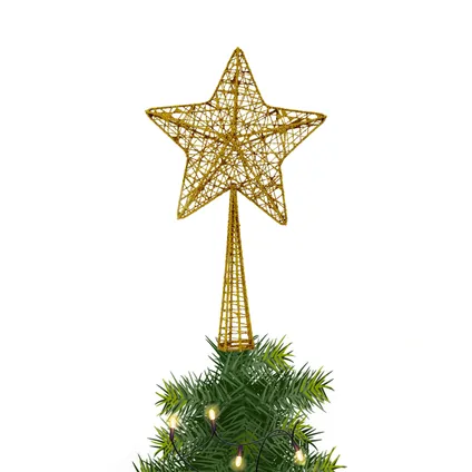 Cosy & Trendy Kerstboompiek - glitter - ster - goudkleurig - 28 cm 2