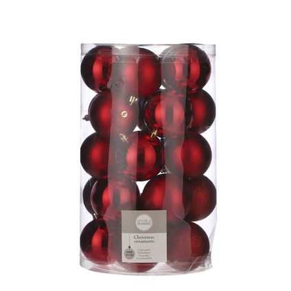 House of Seasons Kerstballen - 25-delig - rood - 8 cm