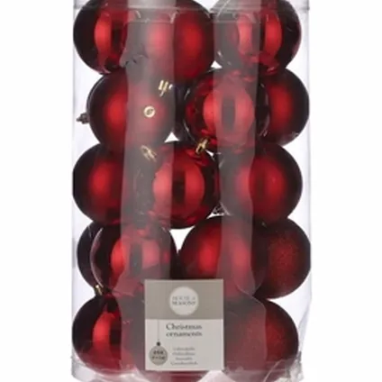 House of Seasons Kerstballen - 25-delig - rood - 8 cm 2