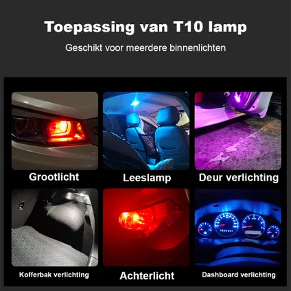 LED Lamp T10 5W 12V - Rood licht - Voor Auto & Motor - (2 stuks) 2