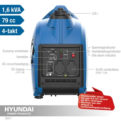 Groupe électrogène inverter Hyundai 55011, 2000W 2