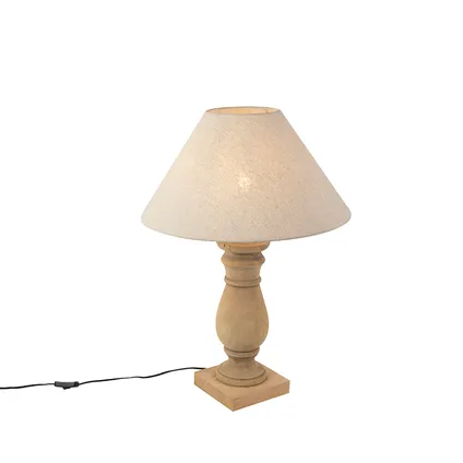 QAZQA Landelijke tafellamp met linnen kap beige 50 cm - Catnip