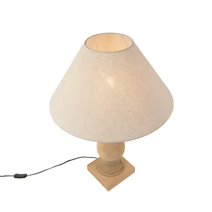 QAZQA Landelijke tafellamp met linnen kap beige 50 cm - Catnip 3