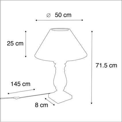 QAZQA Landelijke tafellamp met linnen kap beige 50 cm - Catnip 4