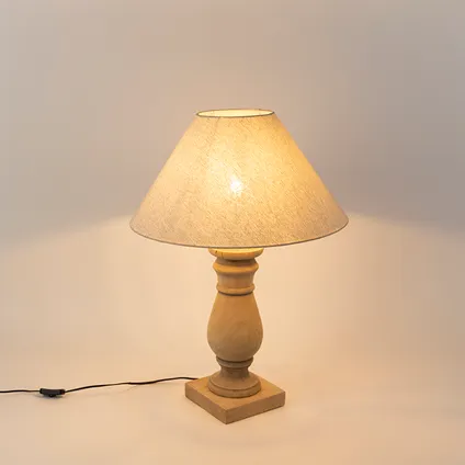 QAZQA Landelijke tafellamp met linnen kap beige 50 cm - Catnip 8