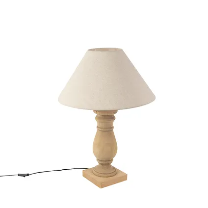 QAZQA Landelijke tafellamp met linnen kap beige 50 cm - Catnip 9