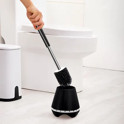 VDN Stainless wc borstel met houder - Vrijstaand - Zwart - Siliconen toiletborstel 6