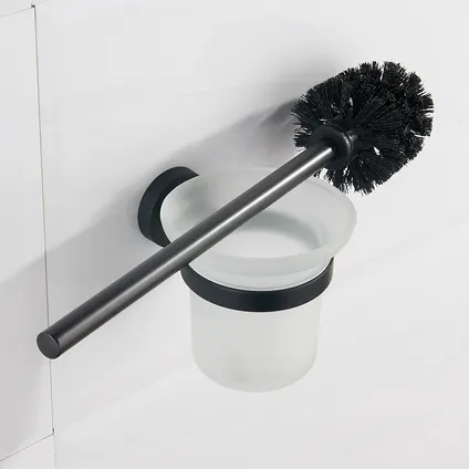 VDN Stainless Brosse WC avec support - Porte-brosse WC - Noir - Brosse WC avec support - Suspendu 6