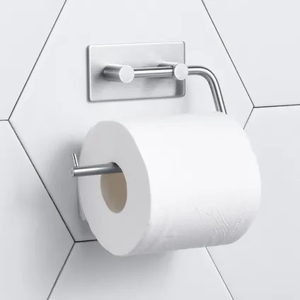 VDN Stainless Porte-rouleau de papier toilette - Sans perçage - Autocollant - Argent - Acier inoxydable 2