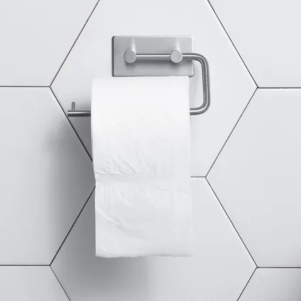 VDN Stainless Porte-rouleau de papier toilette - Sans perçage - Autocollant - Argent - Acier inoxydable 4