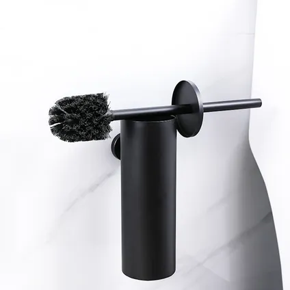 VDN Stainless Brosse WC avec support - Porte-brosse WC - Noir - Acier inoxydable - Suspendu 3