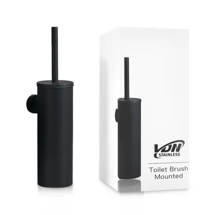 VDN Stainless Toiletborstel met houder - Toiletborstelhouder - Zwart - RVS - Hangend 5