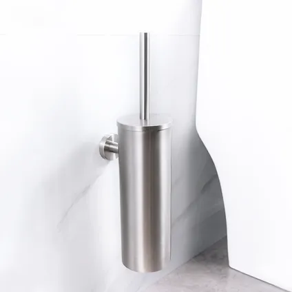 VDN Stainless Toiletborstel met houder - Toiletborstelhouder - Zilver - RVS - Hangend 2