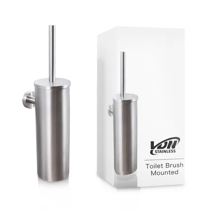 VDN Stainless Brosse de toilette avec support - Porte-brosse de toilette - Argent - Acier inoxydable - Suspendu 6