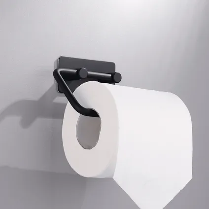 VDN Stainless Porte-rouleau de papier toilette Noir - Sans perçage - Autocollant - Acier inoxydable 3