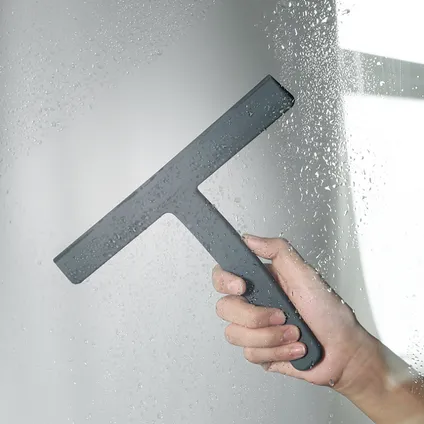 VDN Stainless Essuie-glace de douche - Extracteur de douche - Gris - avec crochet en verre flexible 3