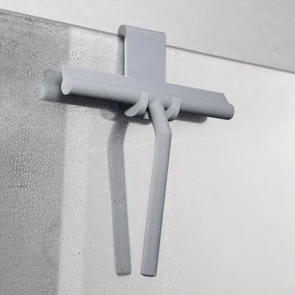 VDN Stainless Essuie-glace de douche - Extracteur de douche - Gris - avec crochet en verre flexible 2