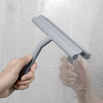 VDN Stainless Essuie-glace de douche - Extracteur de douche - Gris - avec crochet en verre flexible 3