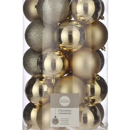 House of Seasons Kerstballen - 25 st - goud - kunststof - 8 cm 2