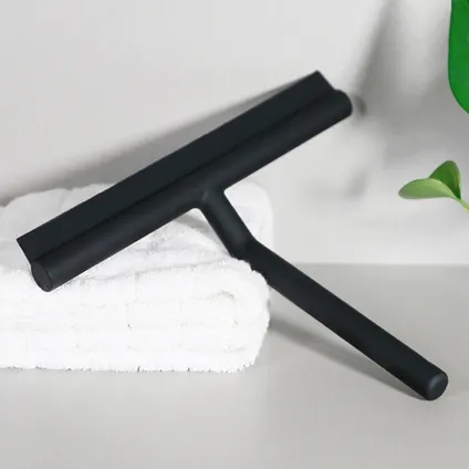 VDN Stainless Essuie-glace de douche - Extracteur de douche - Noir - avec crochet en verre flexible 5