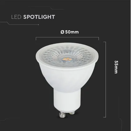 GU10 Spot LED Lamp -Daglicht (6000K) -6.5 Watt, vervangt 55W Halogeen -Samsung 2
