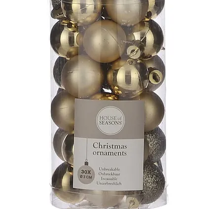 House of Seasons Kerstballen - 3 cm - goud - 30 stuks 2