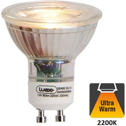 5-pack 1W GU10 LED Spot - Flame - 2200K - 80 Lumen