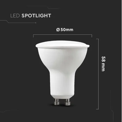 GU10 Spot LED Lamp -Warm Wit (3000K) -5 Watt, vervangt 35W Halogeen -V-Tac 2