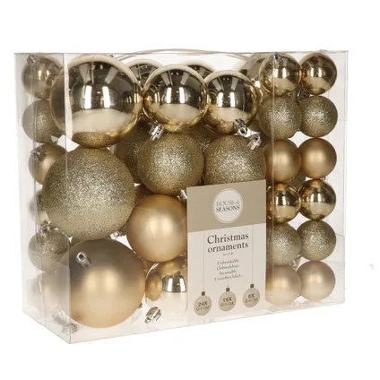 House of Seasons Kerstballen - 46 stuks - champagne - 4-6-8 cm