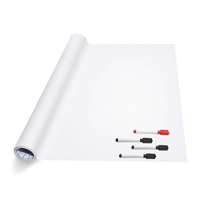 Film pour tableau blanc XL autocollant avec 4 stylos et gomme - Flokoo - 45 cm x 200 cm