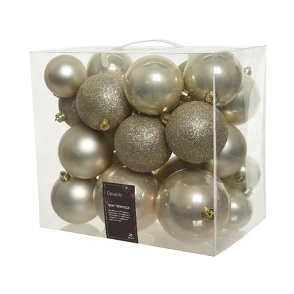 Decoris Kerstballen - 26ST - licht parel/champagne - kunststof