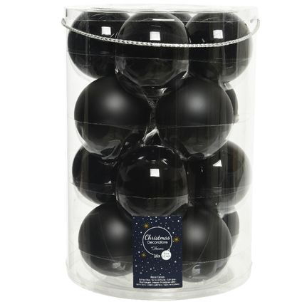 Decoris kerstballen - 26x stuks - glas - zwart - 8 cm