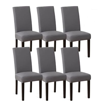 Housses de chaise - Flokoo - Housse de chaise de salle à manger - 6 pièces - Gris