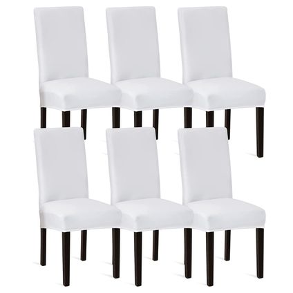 Housses de chaise - Flokoo - Housse de chaise de salle à manger - 6 pièces - Blanc