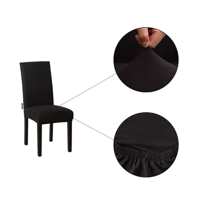 Housses de chaise - Flokoo - Housse de chaise de salle à manger - 6 pièces - Noir 5