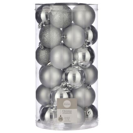 House of Seasons Kerstballen - 30x - zilverkleurig - kunststof - 6 cm