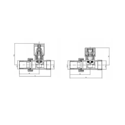 Invena Inline rechte witte radiatorkranen set 1/2" BSP 15mm inlaat + Lockshield 2