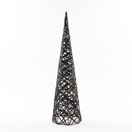 Anna Collection kerstverlichting kegel - zwart - LED - H60 cm