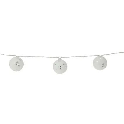 Christmas Decoration lichtsnoer - 10 ballen - wit glitters - 150 cm 3
