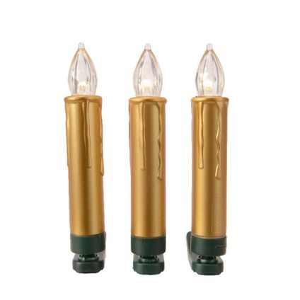 Lumineo draadloze kaarsen lichtjes op clip - goud - 10x -warm wit