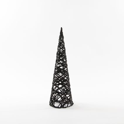 Anna Collection kerstverlichting kegel - zwart - LED - H40 cm