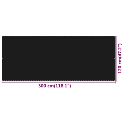 vidaXL Balkonscherm 120x300 cm HDPE zwart 5