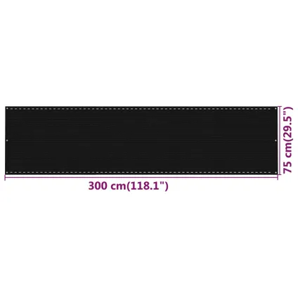 vidaXL Balkonscherm 75x300 cm HDPE zwart 5