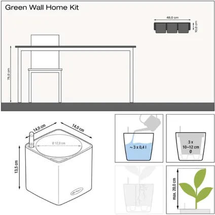LECHUZA Plantenbakken 3 st Green Wall Home Kit glanzend antraciet 7