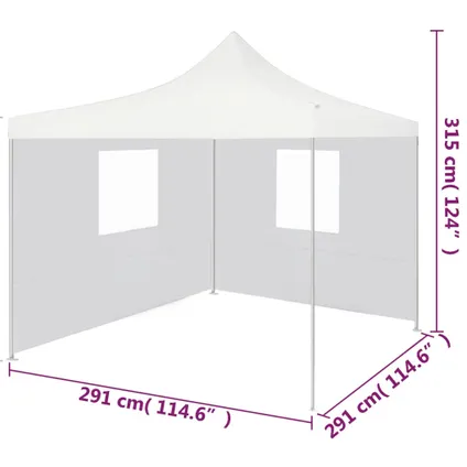 vidaXL Tente de réception pliable avec 2 parois 3x3 m Acier Blanc 10