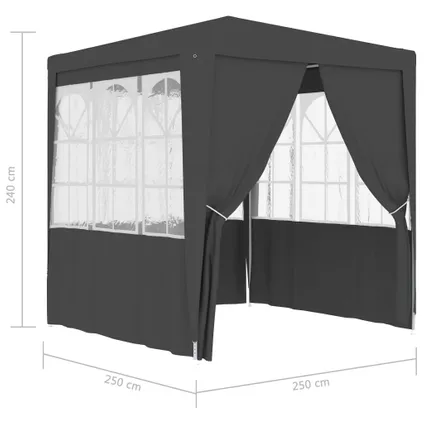 vidaXL Tente de réception avec parois 2,5x2,5 m Anthracite 90 9
